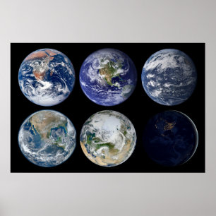 Image Comparison Of Iconic Views Of Planet Earth. Poster