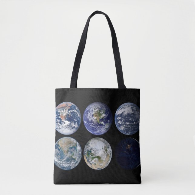 Image Comparison Of Iconic Views Of Planet Earth. Tote Bag (Front)
