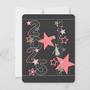 Image of 2025 Grad Scattered Stars Dotted Tassel Holiday Card