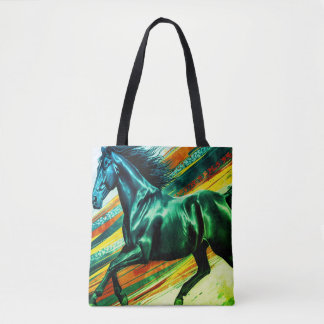 Image of a Galloping Stallion on Reusable Grocery Tote Bag