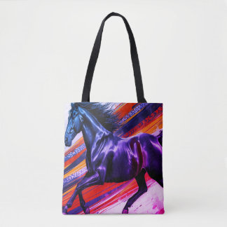 Image of a Galloping Stallion on Reusable Grocery Tote Bag
