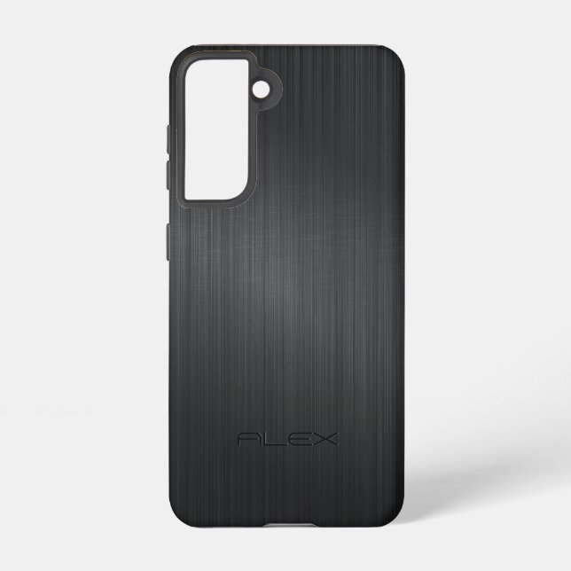 Image of a Grey Brushed Aluminium texture Samsung Galaxy S21 Case (Back)