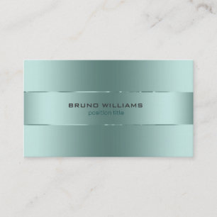 Image of a metallic blue-green with shiny stripes business card