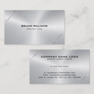 Image of a metallic silver Shiny stroke accent Business Card