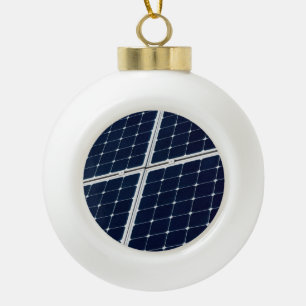 Image of a solar power panel funny ceramic ball christmas ornament