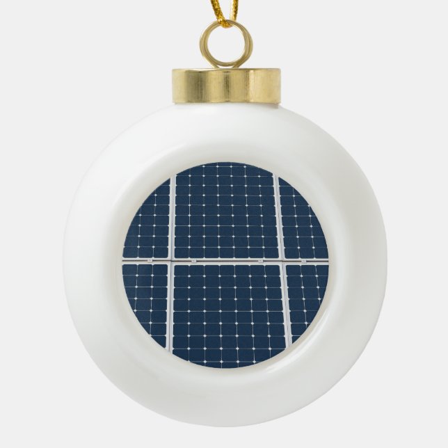 Image of a solar power panel funny ceramic ball christmas ornament (Front)