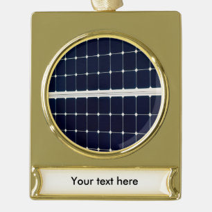 Image of a solar power panel funny gold plated banner ornament