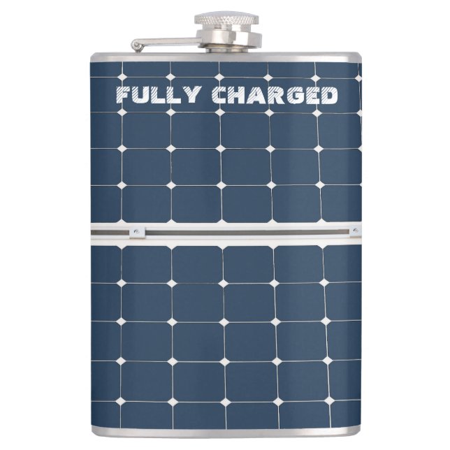 Image of a solar power panel funny hip flask (Front)
