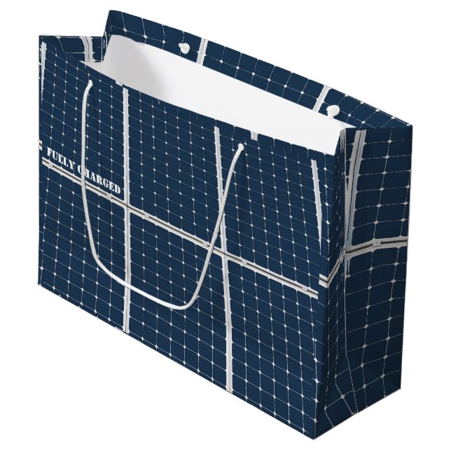 Image of a solar power panel funny large gift bag (Front Angled)