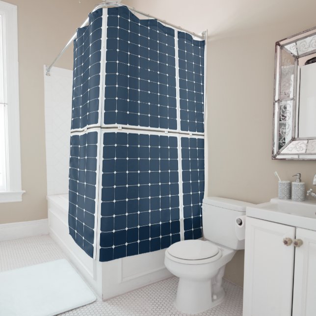 Image of a solar power panel funny shower curtain (In Situ)