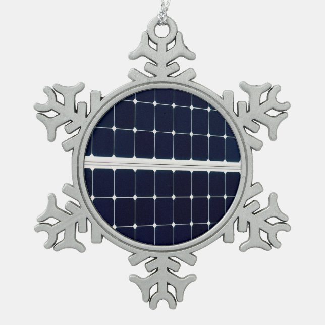 Image of a solar power panel funny snowflake pewter christmas ornament (Front)