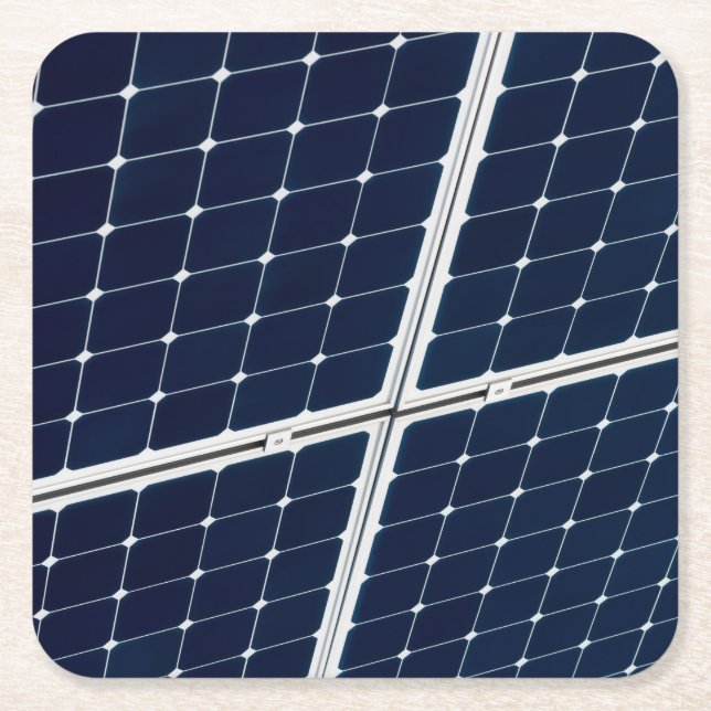 Image of a solar power panel funny square paper coaster (Front)