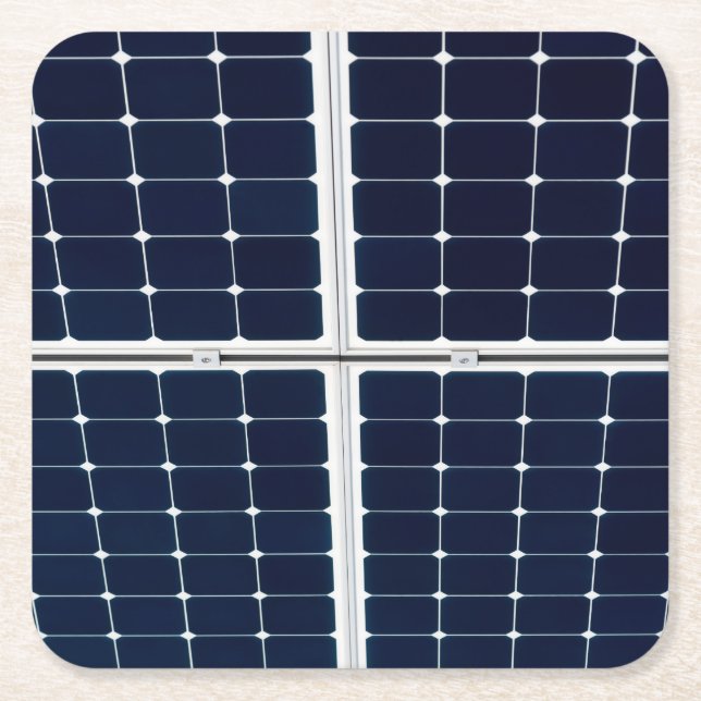 Image of a solar power panel funny square paper coaster (Front)