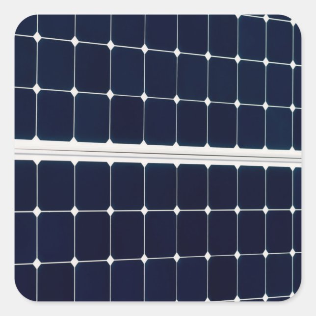 Image of a solar power panel funny square sticker (Front)