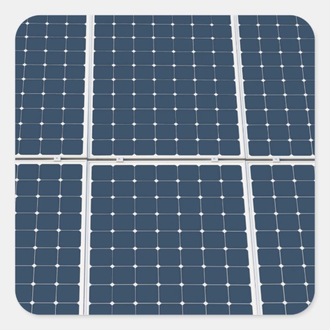 Image of a solar power panel funny square sticker (Front)