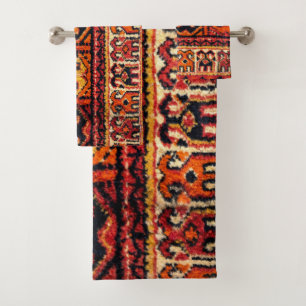 Image of a vintage carpet. Impressive texture Bath Towel Set