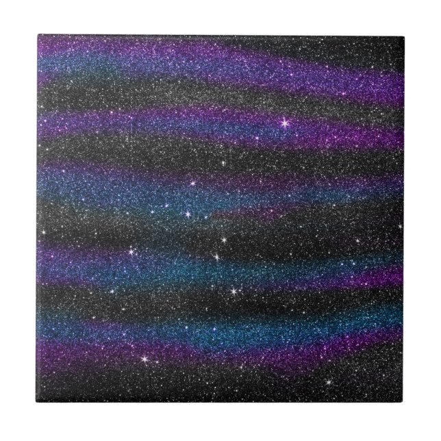 Image of Black Purple Blue Glitter Gradient Tile (Front)