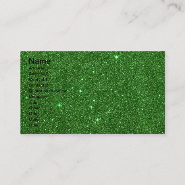 Image of Bright Green Glitter Business Card (Front)
