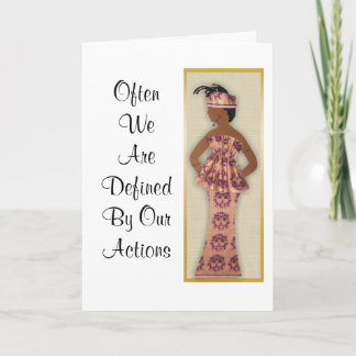 Image of female in purple, pink, gold, card