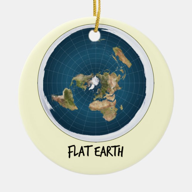 Image Of Flat Earth Ceramic Tree Decoration (Front)