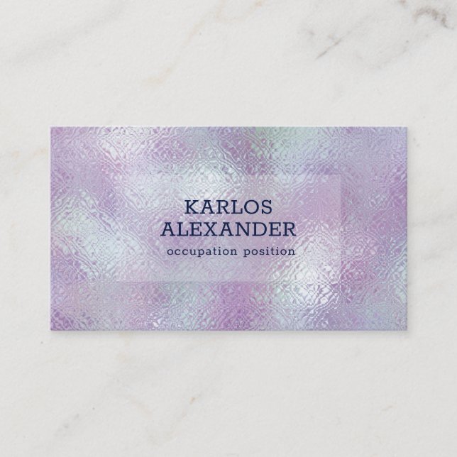 Image of Iridescent glass silver & pink background Business Card (Front)