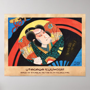 Image of kabuki actor on folding fan Utagawa ukiyo Poster