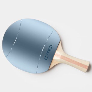Image Of Metallic Blue - Stainless Steel Look 2 Ping Pong Paddle