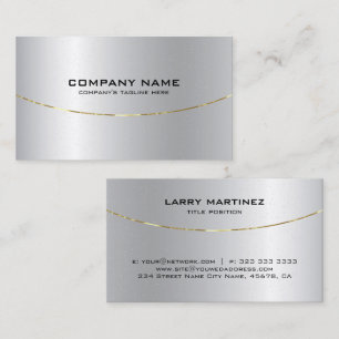 Image Of Metallic Faux Silver Stainless Steel Look Business Card