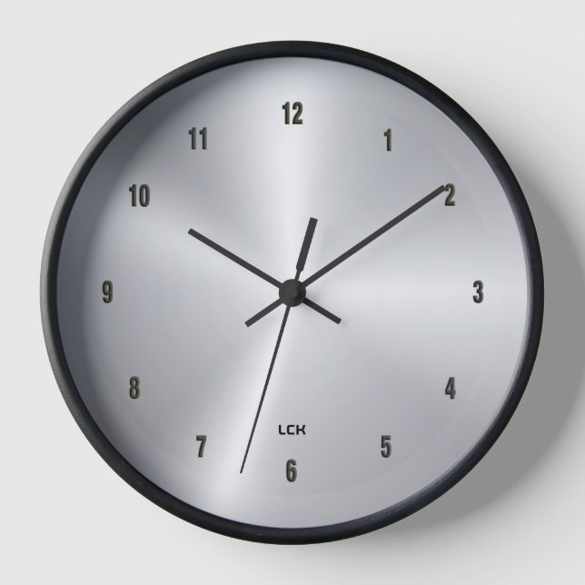Image of metallic silver background clock (Front)