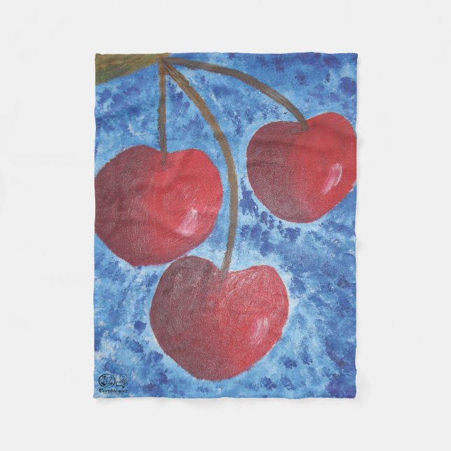 Image of my work Cherries Fleece Blanket (Front)