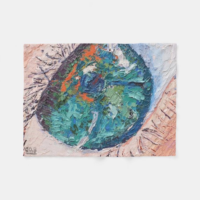 Image of my work Looking Back from the Eyes Fleece Blanket (Front (Horizontal))
