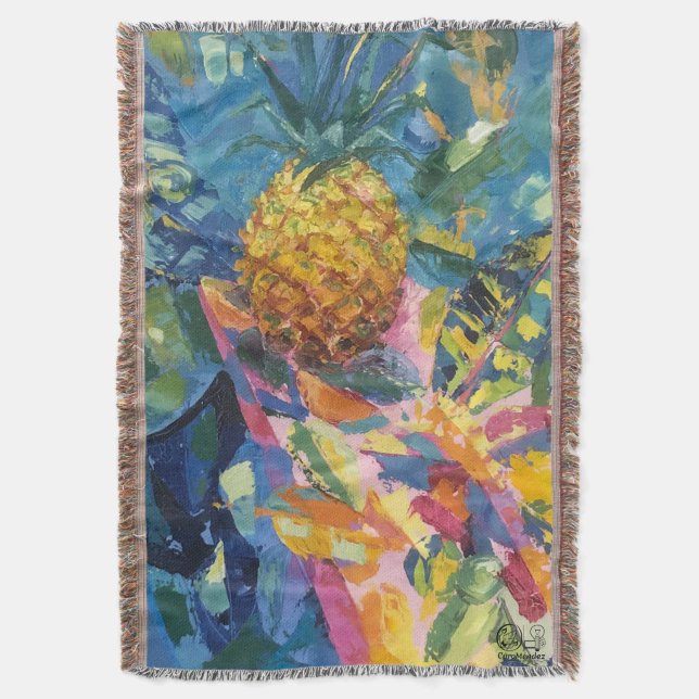 Image of my work Pineapple Throw Blanket (Front Vertical)