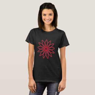 Image of Red Flower Outline with Hearts T-Shirt