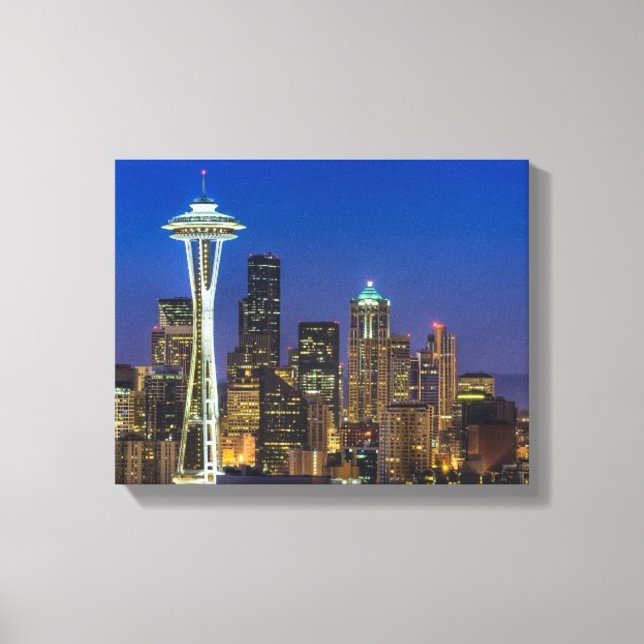 Image of Seattle Skyline in morning hours. Canvas Print (Front)