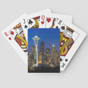 Image of Seattle Skyline in morning hours. Playing Cards