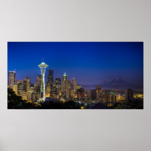 Image of Seattle Skyline in morning hours. Poster