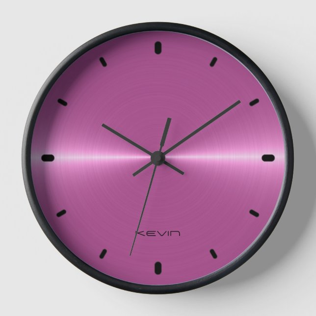 Image of Shiny Pink Metallic Texture Clock (Front)