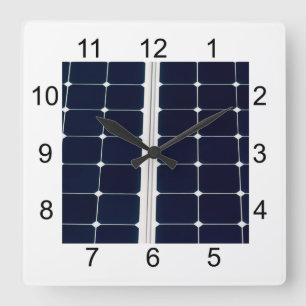 Image of solar power panel funny square wall clock