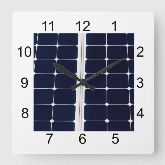 Image of solar power panel funny square wall clock (Front)