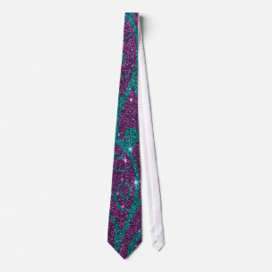 Image of swirly purple and turquoise glitter tie