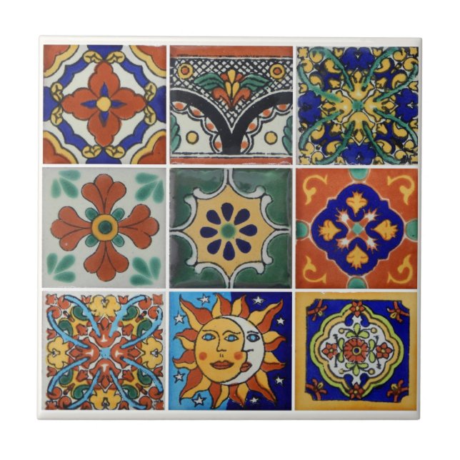 Image of Talavera Tile on Small Ceramic Tile (Front)