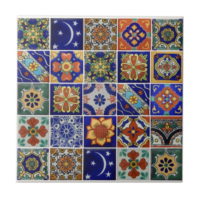 Image of Talavera Tile on Small Ceramic Tile (Front)