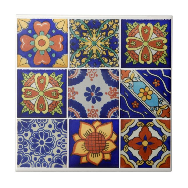 Image of Talavera Tile on Small Ceramic Tile (Front)
