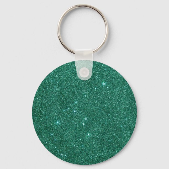 Image of teal glitter key ring (Front)