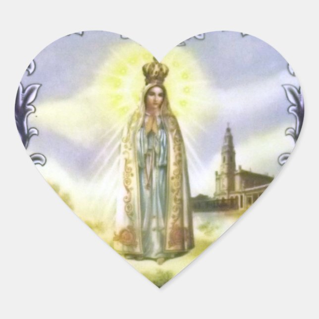 Image of the apparition Our Lady of Fatima Heart Sticker (Front)