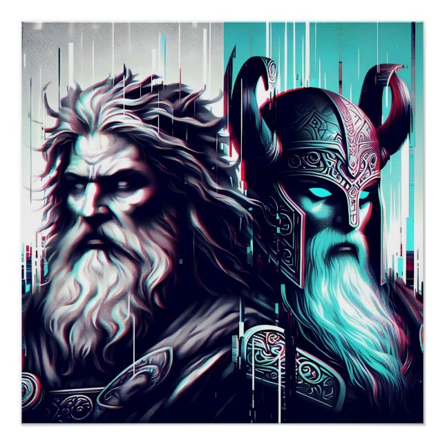  image of the gods zeus and odin togethe poster (Front)