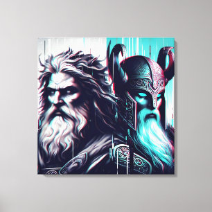 image of the gods zeus and odin together canvas print