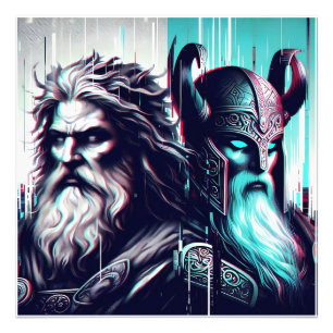 image of the gods zeus and odin together photo print
