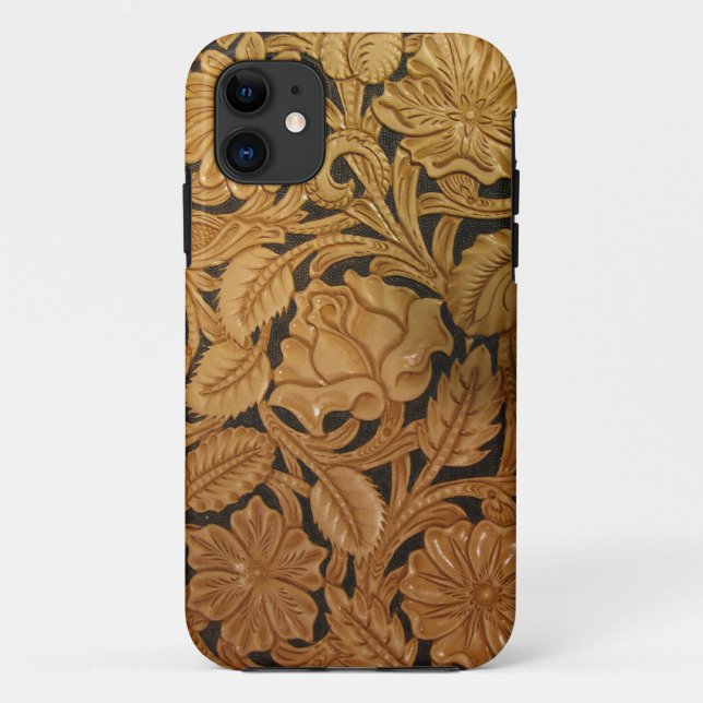 Image of tooled leather Cell phone cover (Back)