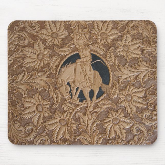 Image of tooled leather work mouse pad (Front)